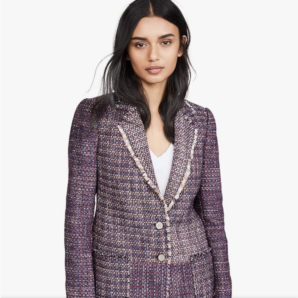 Rebecca Taylor‎ Blanket Tweed Blazer Size 0 XS S Jacket Work Party Date Night